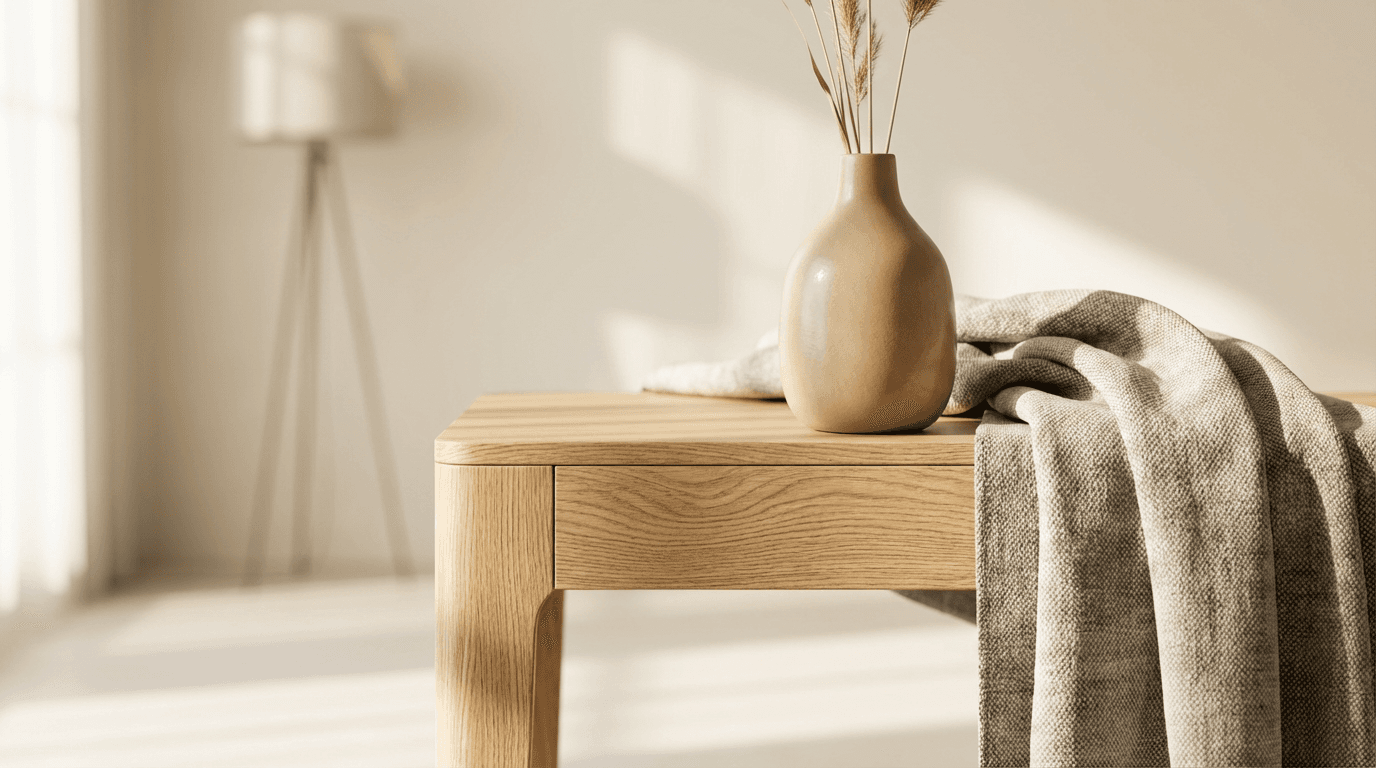 Textured interior wall surface with layered neutral finishes