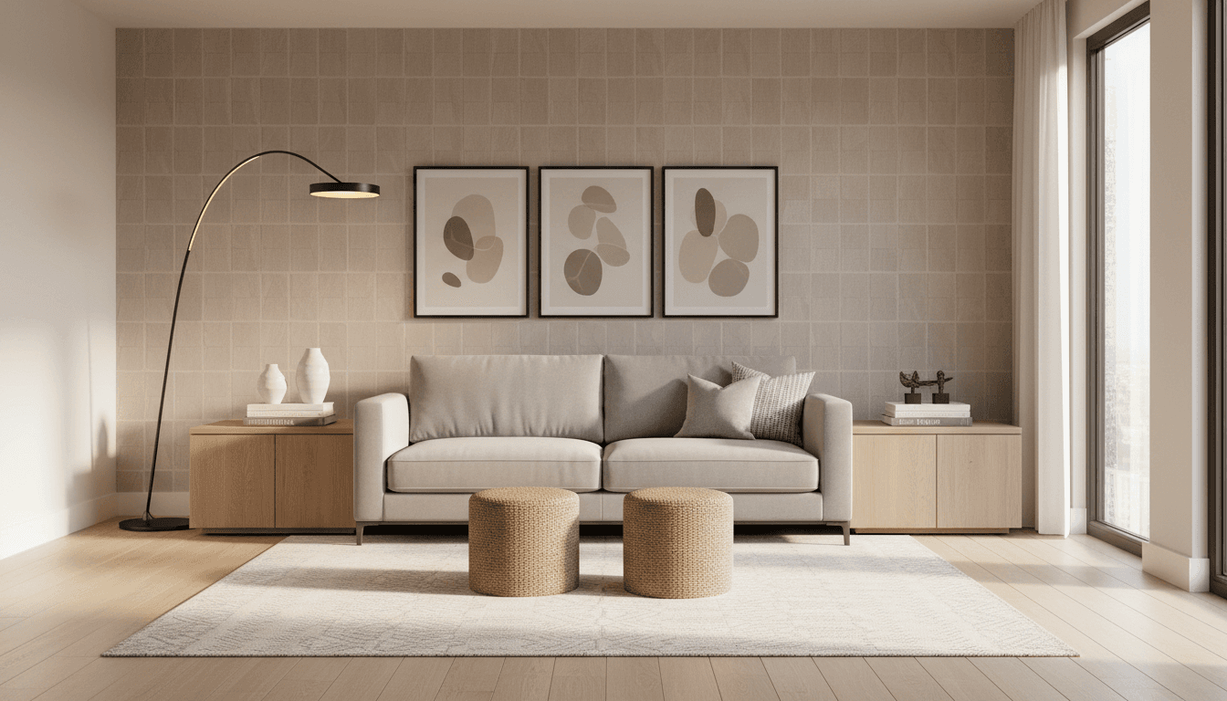 Minimalist interior space with dramatic lighting